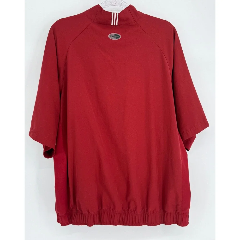 Adidas‎ ClimaProof Golf Windbreaker Pullover Red Short Slv Mens Sz L Quarter Zip